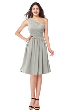 ColsBM Violet Platinum Sexy Asymmetric Neckline Sleeveless Zip up Chiffon Knee Length Plus Size Bridesmaid Dresses