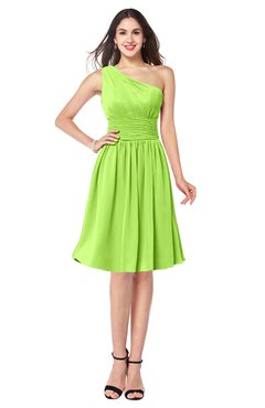 ColsBM Violet Sharp Green Sexy Asymmetric Neckline Sleeveless Zip up Chiffon Knee Length Plus Size Bridesmaid Dresses