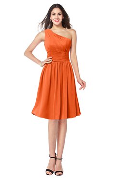 ColsBM Violet Tangerine Sexy Asymmetric Neckline Sleeveless Zip up Chiffon Knee Length Plus Size Bridesmaid Dresses