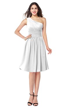 ColsBM Violet White Sexy Asymmetric Neckline Sleeveless Zip up Chiffon Knee Length Plus Size Bridesmaid Dresses