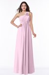 ColsBM Jennifer Baby Pink Antique One Shoulder Sleeveless Chiffon Floor Length Ruching Plus Size Bridesmaid Dresses