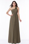 ColsBM Jennifer Carafe Brown Antique One Shoulder Sleeveless Chiffon Floor Length Ruching Plus Size Bridesmaid Dresses