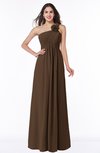 ColsBM Jennifer Chocolate Brown Antique One Shoulder Sleeveless Chiffon Floor Length Ruching Plus Size Bridesmaid Dresses