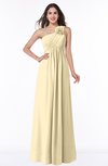 ColsBM Jennifer Cornhusk Antique One Shoulder Sleeveless Chiffon Floor Length Ruching Plus Size Bridesmaid Dresses
