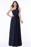 ColsBM Jennifer Dark Sapphire Antique One Shoulder Sleeveless Chiffon Floor Length Ruching Plus Size Bridesmaid Dresses