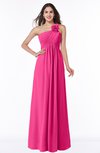 ColsBM Jennifer Fandango Pink Antique One Shoulder Sleeveless Chiffon Floor Length Ruching Plus Size Bridesmaid Dresses