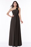 ColsBM Jennifer Fudge Brown Antique One Shoulder Sleeveless Chiffon Floor Length Ruching Plus Size Bridesmaid Dresses