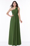 ColsBM Jennifer Garden Green Antique One Shoulder Sleeveless Chiffon Floor Length Ruching Plus Size Bridesmaid Dresses
