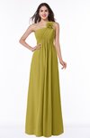 ColsBM Jennifer Golden Olive Antique One Shoulder Sleeveless Chiffon Floor Length Ruching Plus Size Bridesmaid Dresses