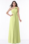 ColsBM Jennifer Lime Green Antique One Shoulder Sleeveless Chiffon Floor Length Ruching Plus Size Bridesmaid Dresses