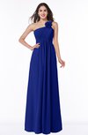 ColsBM Jennifer Nautical Blue Antique One Shoulder Sleeveless Chiffon Floor Length Ruching Plus Size Bridesmaid Dresses