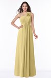 ColsBM Jennifer New Wheat Antique One Shoulder Sleeveless Chiffon Floor Length Ruching Plus Size Bridesmaid Dresses