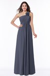 ColsBM Jennifer Nightshadow Blue Antique One Shoulder Sleeveless Chiffon Floor Length Ruching Plus Size Bridesmaid Dresses