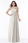 ColsBM Jennifer Off White Antique One Shoulder Sleeveless Chiffon Floor Length Ruching Plus Size Bridesmaid Dresses