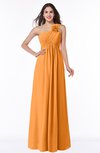 ColsBM Jennifer Orange Antique One Shoulder Sleeveless Chiffon Floor Length Ruching Plus Size Bridesmaid Dresses