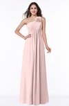 ColsBM Jennifer Pastel Pink Antique One Shoulder Sleeveless Chiffon Floor Length Ruching Plus Size Bridesmaid Dresses