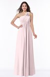 ColsBM Jennifer Petal Pink Antique One Shoulder Sleeveless Chiffon Floor Length Ruching Plus Size Bridesmaid Dresses