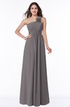 ColsBM Jennifer Ridge Grey Antique One Shoulder Sleeveless Chiffon Floor Length Ruching Plus Size Bridesmaid Dresses