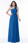 ColsBM Jennifer Royal Blue Antique One Shoulder Sleeveless Chiffon Floor Length Ruching Plus Size Bridesmaid Dresses