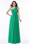 ColsBM Jennifer Sea Green Antique One Shoulder Sleeveless Chiffon Floor Length Ruching Plus Size Bridesmaid Dresses