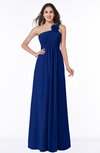 ColsBM Jennifer Sodalite Blue Antique One Shoulder Sleeveless Chiffon Floor Length Ruching Plus Size Bridesmaid Dresses