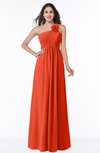 ColsBM Jennifer Tangerine Tango Antique One Shoulder Sleeveless Chiffon Floor Length Ruching Plus Size Bridesmaid Dresses