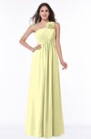 ColsBM Jennifer Wax Yellow Antique One Shoulder Sleeveless Chiffon Floor Length Ruching Plus Size Bridesmaid Dresses