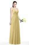 ColsBM Veronica Gold Simple A-line Sleeveless Zipper Chiffon Sash Plus Size Bridesmaid Dresses