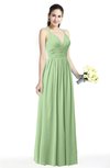 ColsBM Veronica Sage Green Simple A-line Sleeveless Zipper Chiffon Sash Plus Size Bridesmaid Dresses