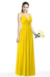 ColsBM Veronica Yellow Simple A-line Sleeveless Zipper Chiffon Sash Plus Size Bridesmaid Dresses