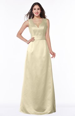 ColsBM Faye Novelle Peach Luxury A-line V-neck Sleeveless Satin Sash Wedding Guest Dresses