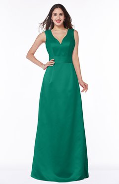 ColsBM Faye Pepper Green Luxury A-line V-neck Sleeveless Satin Sash Wedding Guest Dresses