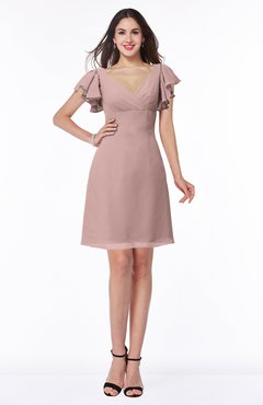 ColsBM Paola Blush Pink Plain A-line Short Sleeve Short Ruffles Bridesmaid Dresses