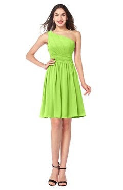 ColsBM Kiara Bright Green Modern A-line Asymmetric Neckline Sleeveless Half Backless Ruching Plus Size Bridesmaid Dresses