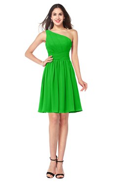 ColsBM Kiara Classic Green Modern A-line Asymmetric Neckline Sleeveless Half Backless Ruching Plus Size Bridesmaid Dresses