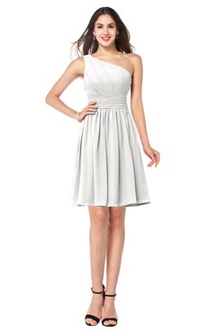 ColsBM Kiara Cloud White Modern A-line Asymmetric Neckline Sleeveless Half Backless Ruching Plus Size Bridesmaid Dresses