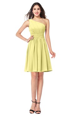 ColsBM Kiara Daffodil Modern A-line Asymmetric Neckline Sleeveless Half Backless Ruching Plus Size Bridesmaid Dresses