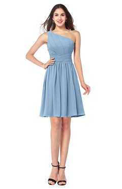 ColsBM Kiara Dusty Blue Modern A-line Asymmetric Neckline Sleeveless Half Backless Ruching Plus Size Bridesmaid Dresses