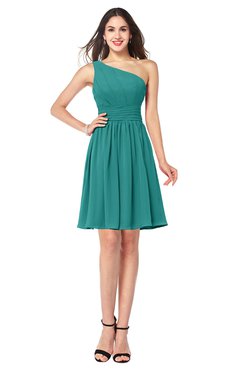 ColsBM Kiara Emerald Green Modern A-line Asymmetric Neckline Sleeveless Half Backless Ruching Plus Size Bridesmaid Dresses