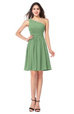 ColsBM Kiara Fair Green Modern A-line Asymmetric Neckline Sleeveless Half Backless Ruching Plus Size Bridesmaid Dresses
