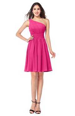 ColsBM Kiara Fandango Pink Modern A-line Asymmetric Neckline Sleeveless Half Backless Ruching Plus Size Bridesmaid Dresses