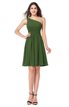 ColsBM Kiara Garden Green Modern A-line Asymmetric Neckline Sleeveless Half Backless Ruching Plus Size Bridesmaid Dresses