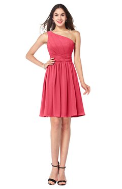 ColsBM Kiara Guava Modern A-line Asymmetric Neckline Sleeveless Half Backless Ruching Plus Size Bridesmaid Dresses