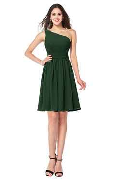 ColsBM Kiara Hunter Green Modern A-line Asymmetric Neckline Sleeveless Half Backless Ruching Plus Size Bridesmaid Dresses