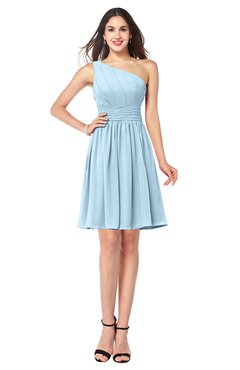 ColsBM Kiara Ice Blue Modern A-line Asymmetric Neckline Sleeveless Half Backless Ruching Plus Size Bridesmaid Dresses