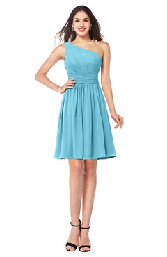 ColsBM Kiara Light Blue Modern A-line Asymmetric Neckline Sleeveless Half Backless Ruching Plus Size Bridesmaid Dresses