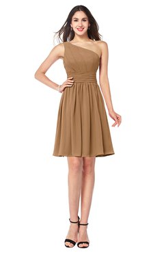 ColsBM Kiara Light Brown Modern A-line Asymmetric Neckline Sleeveless Half Backless Ruching Plus Size Bridesmaid Dresses