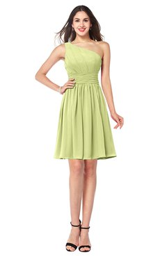 ColsBM Kiara Lime Green Modern A-line Asymmetric Neckline Sleeveless Half Backless Ruching Plus Size Bridesmaid Dresses