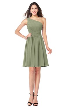 ColsBM Kiara Moss Green Modern A-line Asymmetric Neckline Sleeveless Half Backless Ruching Plus Size Bridesmaid Dresses