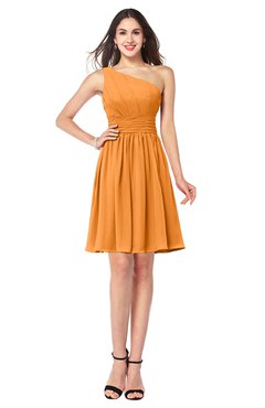 ColsBM Kiara Orange Modern A-line Asymmetric Neckline Sleeveless Half Backless Ruching Plus Size Bridesmaid Dresses